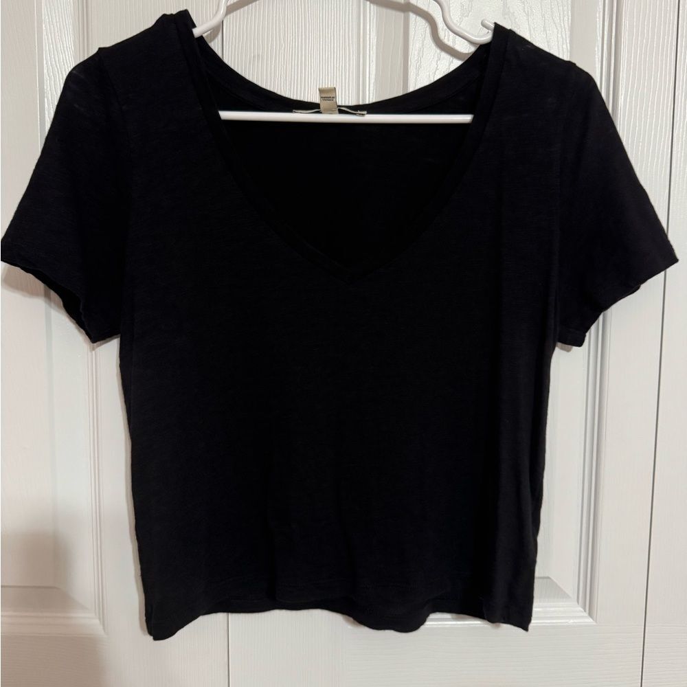 Express Black Fitted Short Sleeve Crop Tee – Size S/P